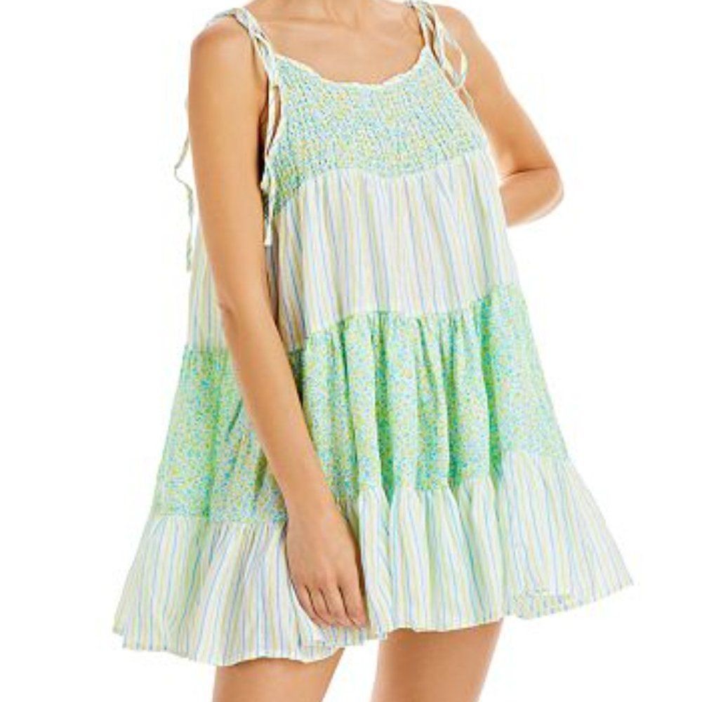 Solid and striped cover up dress